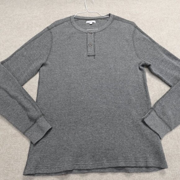 Wallace and Barnes Mens Shirt Large Gray Waffle Thermal Henley - Picture 1 of 11